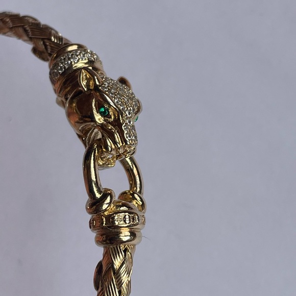 Made in Italy Emerald Eyed Woven Bangle Bracelet Genuine 18k Gold over Solid925 - Picture 14 of 16